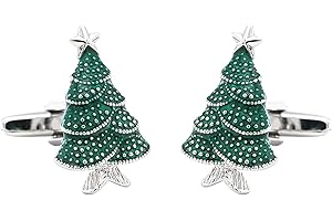 NAUZE Boutons de manchette en forme d'arbre de Noël vert sur le thème de Noël pour homme - Design attrayant pour smoking, 1, Acrylique, Non