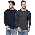 London Hills Men Solid Full Sleeve Cotton Blend Round Neck Regular Fit T-Shirt (Pack Of 2)