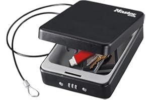 MASTER LOCK Caja Fuerte Compacta [Combinación] [con Cable] P005CEURBLKHRO - Ideal para Objetos de valor, Smartphone, Pequeños