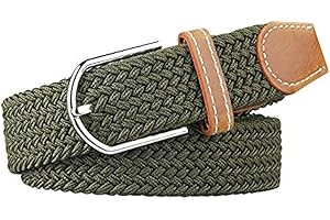 electromax Men Belts, Elastic Braided Stretch Belt with Covered Leather Buckle, for Men's Jeans, Trouser Belts