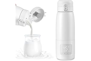 STRIXORN Calentador Biberones Bebé Portátil, Calienta de Leche 500 ml para Coche con Control de Temperatura, para Viajes, al Aire Libre, en Casa, Calentamiento Rápido, Temperatura Regulable 37°C a 55°C(Blanco)