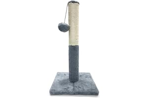Webeasy 48cm Tall Cat Scratching Post, Claw Scratcher Sisal Rope Covered Soft Smooth Plush, Vertical Scratch [Full Strectch], Modern Design 48cm Height (Grey)