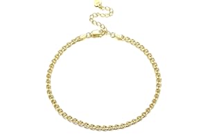 KRFY 925 Bracelet Cheville en Argent pour Femme 18K plaqué Or Blanc Massif Taille Diamant Cubain Figaro Chevrons Mariner Paperclip Link Chaîne Bracelets de Cheville pour Femme Bijoux de Plage