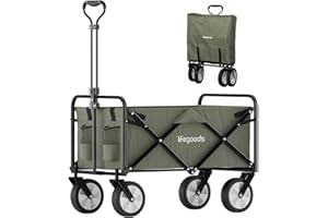 LifeGoods Bollerwagen Faltbar - Klappbarer Handwagen - Gartenwagen - Transportwagen Klappbar - Strandwagen - Strand - Klappbarer - Bis Zu 70Kg – 94L– 98x45cm – Grün
