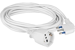 POLY POOL | PP2622X Prolunga Elettrica 250v Con Cavo Elettrico Bianco Estensibile 3 Metri, Con Spina 16A Salvaspazio E Presa Schuko 10A/16A 2P+T Pluristandard (Italiana E Tedesca)