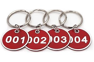 NANTUN Juego de llaveros con chapas de metal numeradas, de aleación de aluminio, para llaves, número de identificación, llaveros numerados, 50 unidades