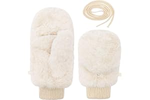 UILYNIU Gants D'hiver pour Femmes, Thermique Demi Doigts Convertibles, Chaud Mitaines avec Capuchon, Tactiles pour Sport Course à Pied Ski Vélo