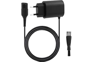 OUPDATE 12V 0.4A Cargador Cable para Braun Máquina Afeitar Series 9 7 6 5 4 3 2 1, Reemplazar Tipo 5210, Cargador Adaptador 1 Metro para 492 5214 5217 5544 320s 3020s, Charger Afeitadora con Cepillo Limpieza
