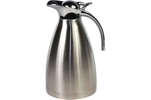 GOLDBEARUK Stainless Steel Coffee Jug - Breakfast Jug 1.5L - Assorted Colours - Coffee Tea Juice Milk Server (Silver)