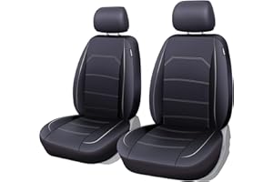 ‎TOYOUN TOYOUN Klassische Autositzbezüge Vordersitze Universell Sitzbezüge Auto Pu Leder Wasserdichter 2er Vordersitzbezüge Sitzschoner Auto Schonbezüge, Grau