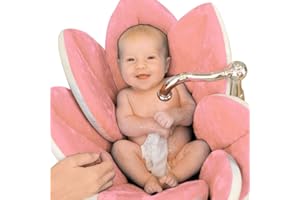 AOOPOO Baby Bath Support Flower Cushion Pad Foldable Soft Bath Mat Gold/Pink/Light Blue 28"*28" Available in Sinks and bathtubs (Pink)