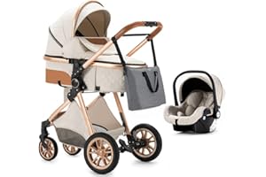 ONE MORE BUCK OneMoreBuck® 3 in 1 Kinderwagen Kombikinderwagen komplettset incl. Babywanne Buggy Babyschale, mit Alu-Rahmen Voll-Gummireifen Wickeltasche Moskitonetz Sommermatte Regenschutz Fußsack