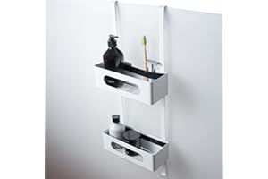 Dolvhin® Mensola Doccia Sospesa | Scaffale Doccia Senza Forare Brevettato | Ripiano Bagno in Acciaio Inox Porta Shampoo | Cestino Doccia da Appendere | Organizer Sospeso | Bianco Opaco