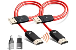 LXJADAP Wireless HDMI Transmitter and Receiver, 5.8G Kabellos Funkübertragung 4K Dekodierung, HDMI Wireless Funkübertragung für Funk Streaming Video Audio File von, Laptop, PC zu HDTV, Projektor, Rot