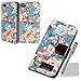 Produktbild xhorizon® Retro Luxuriös Blume Flip PU Leder Tasche Portemonnaie Stehend Hülle für iPhone 4 4S Blau +Floralen Stil Hartplastik-Hülle w/ stylus Reinigungstuch