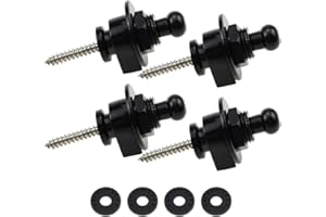 UBERMing 4 PCS Verrous de Sangle de Guitare Antidérapant Boucle de Verrouillage Sangle de Guitare Bouton avce 4 Blocs de Sangle en Silicone pour Guitare Basse Acoustique Electrique Guitare -Noir