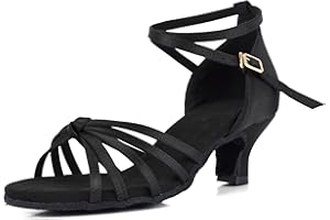 VASHCAME-Zapatos de Baile Latino de Tacón Alto/Medio para Mujer