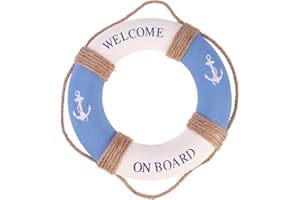 Amosfun Adorno Decoración de Pared Colgante Salvavidas de Espuma Bienvenidos a Bordo Adorno Náutico Decoración Mediterránea Colgante Pared de Barco