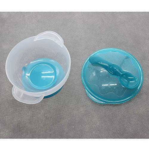 HuaYang Toddler Baby Kids Feeding Non-slip Two-handed Sucker Bowl Spoon Set Tableware Blue