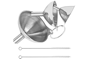 EROVITE 3pcs Stainless Steel Funnel Set - Funnels for Kitchen Use - Mini Funnel Kit for Filling Bottles, Oil, Liquid, Spice Jars, Canning, Essential Oils