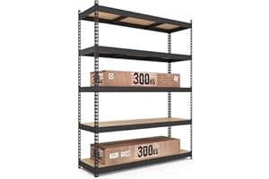 ‎BAUDIM baudim - Schwerlastregal, Fachlast 1200kg, Robustes Lagerregal, Stahlregal, Lastenregal, Garageregal,Weitspannregal, Keller, Werkstatt, schwarz, 216x160x50