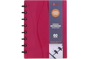 Eagle, taccuino con rilegatura a disco, misura junior, copertina in poliestere, 60 fogli a righe Rosso