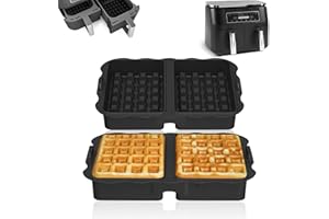 FJNATINH Waffle Ninja Heißluftfritteuse Zubehör,2 Stück Waffelform für Airfryer Compatible with Ninja AF400EU, AF451EU, SL400EU and AF500EU,Reusable(Schwarz)