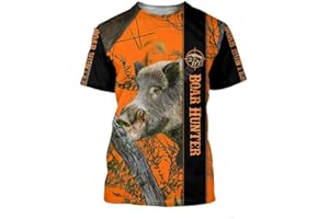XKYDYF Hommes 3D Imprimé T-Shirts Chasseur Chasse Sanglier Hommes Impression 3D T-Shirt Décontracté À Manches Courtes T-Shirt Harajuku