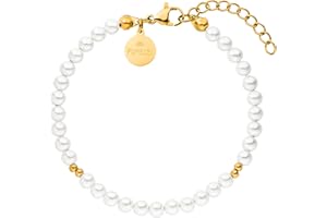 Purelei® Finesse Armband, Damen Armband aus Edelstahl mit Süßwasserperlen, Wasserfestes Armband für Frauen mit kleinen Verzierungen, Lange verstellbar 16-19 cm