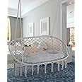 VITAL Double Swing Chair for Outside Hammock Garden, Large Hanging Macrame Swing Chair for Indoor/Outdoor Relax, Adult Hammock Boho Chair Max 700 lbs Capacity for Porch Balcony Backyard