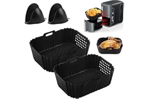 UPTVIN Silikonowa forma do Airfryer do Ninja Double Stack SL400 SL401 9,5 l, akcesoria do frytkownicy na gorące powietrze, akcesoria do urządzeń Ninja Airfryer, silikonowa wkładka z silikonowym uchwytem do
