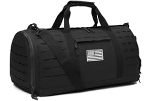 QT&QY 40L Sac de sport militaire tactique pour hommes Sac de sport voyage d'entraînement avec compartiment à chaussures Sac de week-end pour le basket-ball et le football