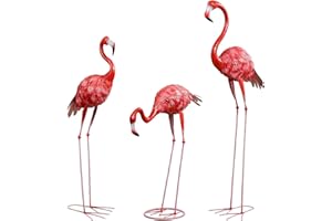 SIFOEL Conjunto de 3 estatuas y esculturas más Grandes del jardín de flamencos, estatuas artísticas al Aire Libre del Patio de pájaros metálicos, adecuadas para familias, terrazas, Patios Traseros