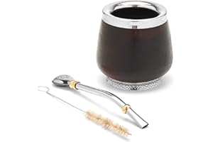 ‎BALIBETOV BALIBETOV Ausgewählte Kollektion - Yerba Mate Kürbis (Mate Cup) - Premium Mate Gourd mit Details aus Neusilber - Inklusive Edelstahl Bombilla und Reinigungsbürste. (Chaco)