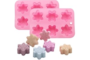 SIMUER Stampo torta in silicone fiocco di neve, 2 confezioni, 6 in totale, cioccolato, dolce, sapone, stampo fatto a mano, per torte e muffin, per feste di Natale e Capodanno