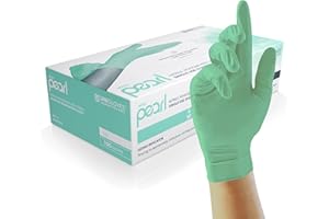 UNIGLOVES Mint Pearl Nitrile Examination Gloves - Multipurpose, Powder Free and Latex Free Disposable Gloves - Box of 100 Gloves, Mint, Medium (DE 6803)