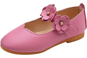 OBIQUZZ Prinzessin Schuhe Mädchen 28 Tanzschuhe Kinder Elegant Blumen Lederschuhe Mary Jane Pumps Blockabsatz Kleid Schuhe rutschfeste Weiche Sohle Loafers Hochzeitsschuhe Ballettschuhe Ballerinas