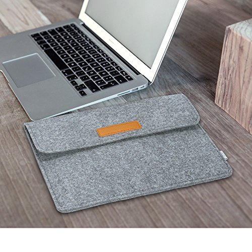 JSVER 15 4 Zoll MacBook Pro Retina Filz Sleeve H  lle Laptop Ultrabook Notebook Tasche speziell f  r 15 4 Zoll MacBook Pro  Klettverschluss Grau