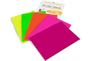 Poli-craft Iron-On Bundle – 5 x Poli-flex Turbo Turbo Turbo Fast Transfer Film for Textiles, Neon (Yellow, Green, Dark Pink, Pink, Orange), 5 x A4 (21 cm x 29.7 cm)
