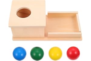 JOJOFUNY Montessori Objets Boîte de Permanence avec Plateau Et Boule Boîte à Jouets à Quatre Boules Boule en Bois Montessori Jouets Bébés Matériel d'apprentissage Boîte de Baisse de Boule