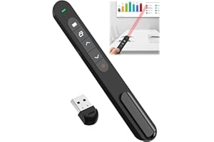 EDDRFY Presentation Clickers for powerpoint,Wireless Presenter with USB Receiver, Red Laser Slide Clicker for Presentations,328FT Range 2.4GHz Hyperlink Volume Control for Computer Laptop PC Mac