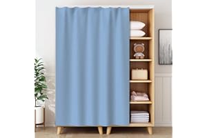 ‎LIVEINU LIVEINU Schrankvorhänge für Küche, Kleiderschrank, Badezimmer, Staubdichter Vorhang für Regale, Wandpaneele, hängende Tür, Japanische Noren, Klettband Selbstklebend 120x150cm hellblau