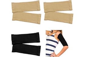 CHUDIAN 3 Paare Elastisch Compression Ärmel Arm Shaper Damen Sport Armstulpen Atmungsaktiv Armschutz Fettverbrennung Armlinge Kompressionsbandage Arm für Damen Mädchen Gewichtsverlust (Hautfarbe und Schwarz)