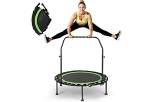 STYPLZ Trampolini da fitness, mini trampolino da 101 cm, capacità di carico 200 kg, trampolino elastico portatile per esercizi con maniglia in schiuma regolabile