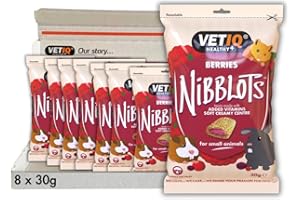 VETIQ Berries Nibblots for Small Animals, Tasty Treats Made with Added Vitamins & a Soft Creamy Centre, Beneficial for Skin & Coat, 30 g (Pack of 8)