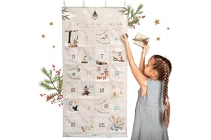 ‎LEBENSKOMPASS Lebenskompass® Adventskalender zum Befüllen aus Stoff für Kinder - Wandteppich mit 24 Taschen - Stoffadventskalender zum Hängen & Selbstbefüllen - Weihnachtskalender Wanddeko für Kinder