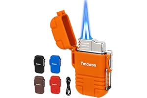 TMDWON Torch Lighter Butane Lighter Waterproof Double Jet Lighter for Hiking Camping, Orange (No Butane)?