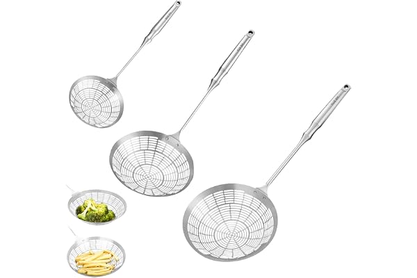 Uppgraderad spindelsil i rostfritt stål hålslev för matlagning och stekning, köksredskap trådsil pastasked (S+M+L)