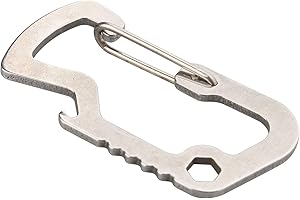Jopto Werkzeugkarabiner D-Schnalle Clip Ringverschluss Heber Flaschenöffner 1/4 Zoll Sechskantloch EDC Multifunktions-Schlüsselanhänger, Edelstahl Karabiner für Outdoor-Werkzeug