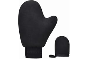 PRETOP Caiming Selbstbräunungshandschuhe-Paket, 1 doppelseitiger Samthandschuh und 1 Fingerhandschuh – fleckenfreie Hände – streifenfrei und natürliche Bräune – wasserdichter Handschuh schwarz